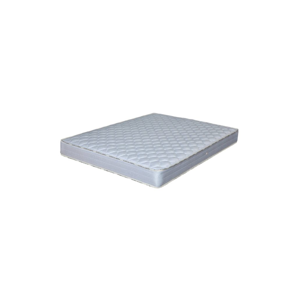 Kasa Spring, colchão de molas com tecido acolchoado azul claro, vista de cima