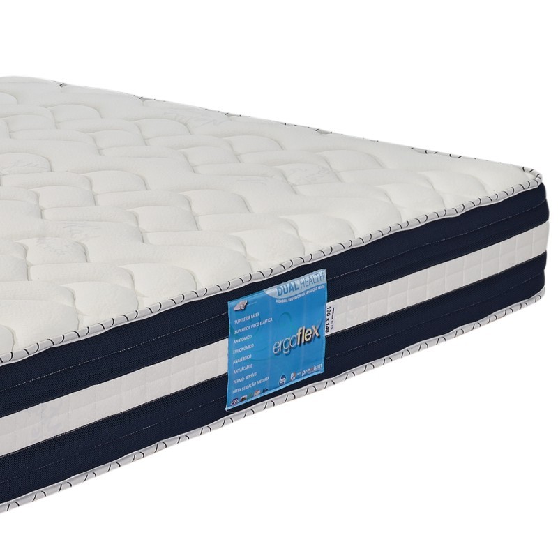 Colchão Ergoflex Dual Health, pormenor do canto e do tecido do tampo