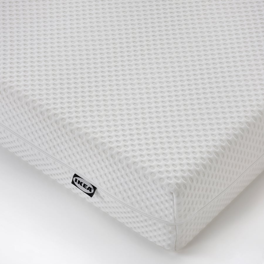 Pormenor da capa em malha do colchão IKEA ÅBYGDA