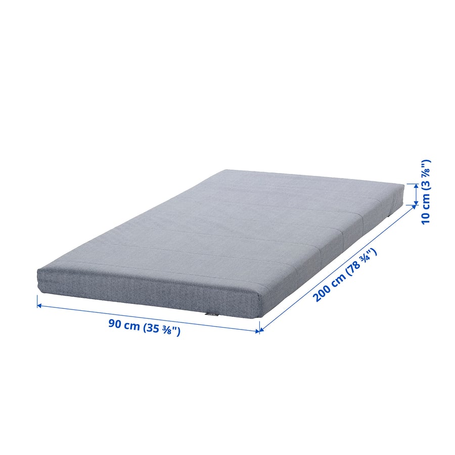 Colchão IKEA ÅGOTNES com as medidas 90x200x10 cm assinaladas