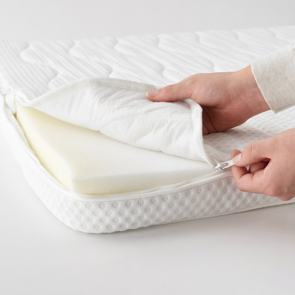 IKEA NORRSELE com o fecho aberto e a espuma macia à vista