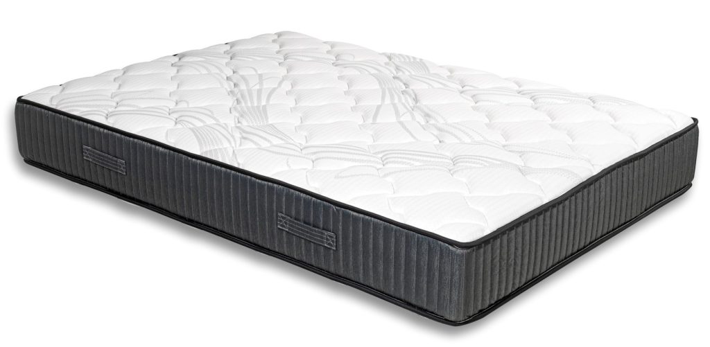 Colchão Mindol Maxisac Firm com faixa lateral cinzenta, vista geral em fundo branco