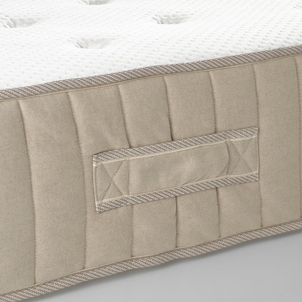 IKEA VATNESTRÖM, pormenor da lateral em linho com pega e tampo acolchoado