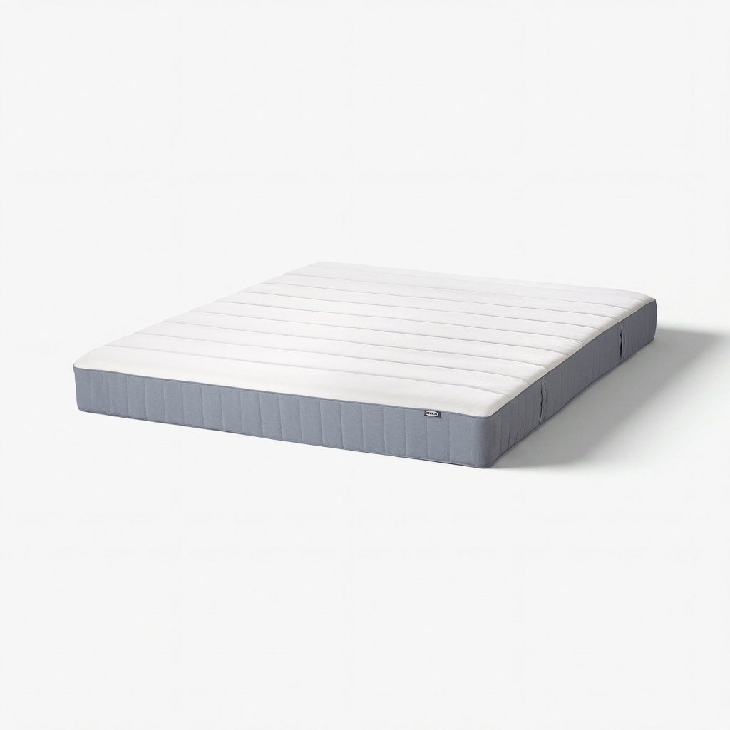IKEA VESTERÖY, colchão de molas ensacadas azul claro, fotografia do produto em fundo branco